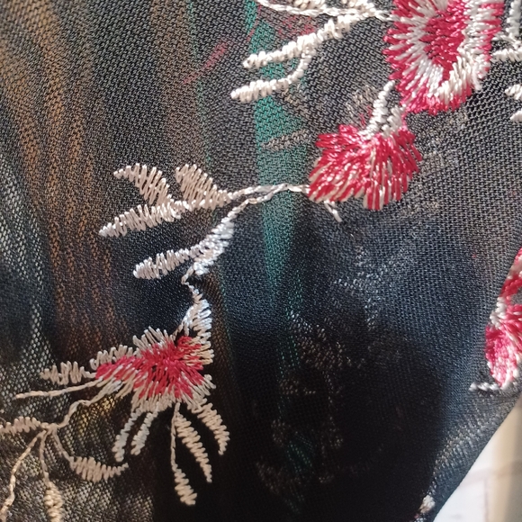 Perception concept top size xlarge black floral mesh sleeves boho fairy Whimsica - Picture 6 of 10